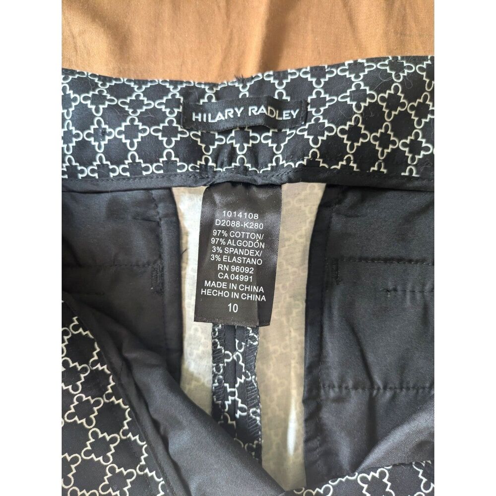 Hilary Radley Trellis Pattern Print Split Hem Capri Pants Sz 10 - Picture 3 of 6